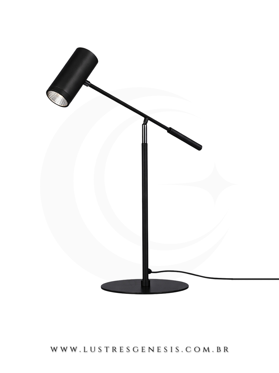 Lumin&aacute;ria de Mesa Abajur Hammer Preto para leitura e decora&ccedil;&atilde;o. Lustres G&ecirc;nesis loja online de Lustres e Ilumina&ccedil;&atilde;o Decorativa